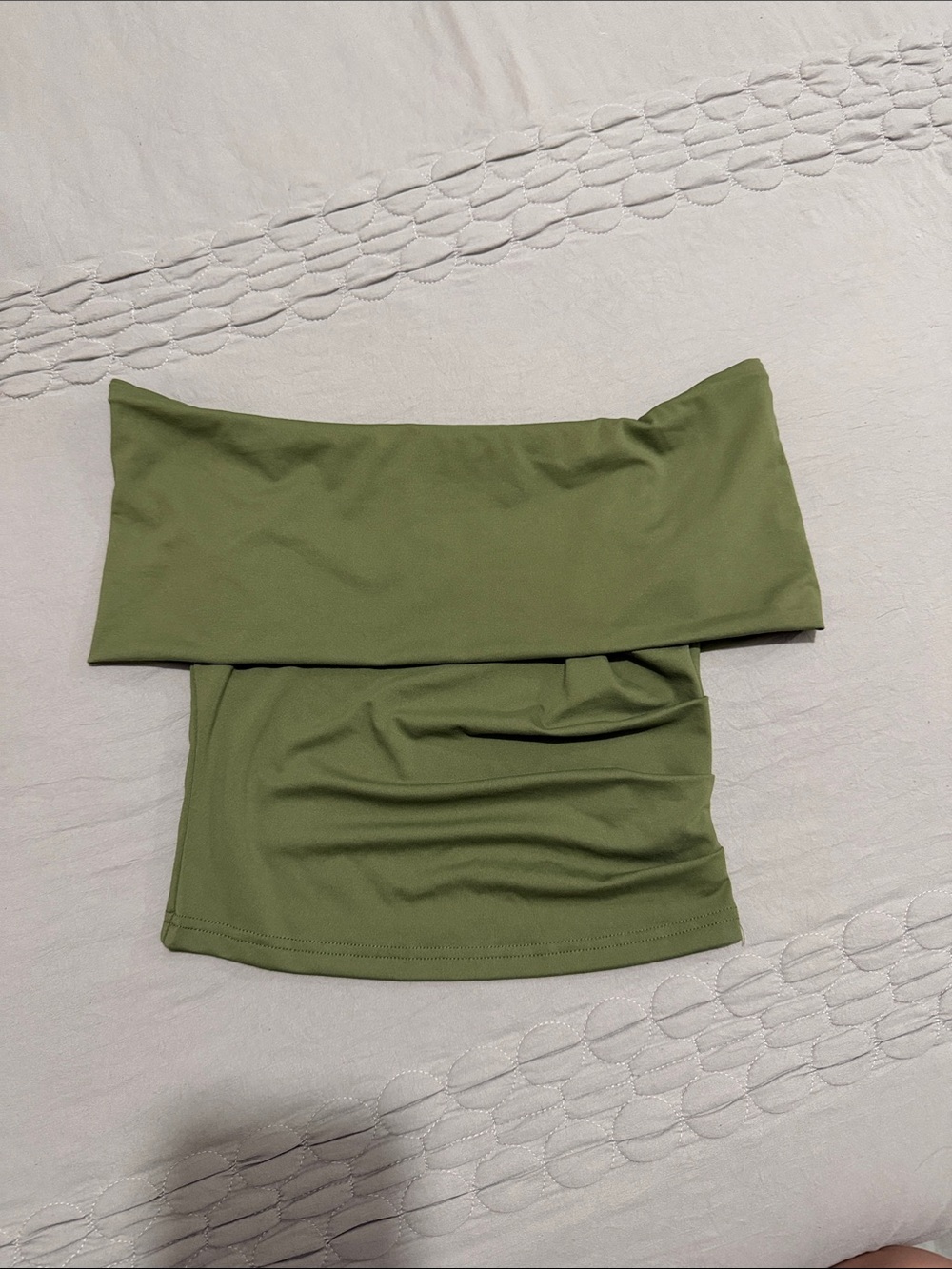 Olive Off-Shoulder Fold-Over Women’s Top